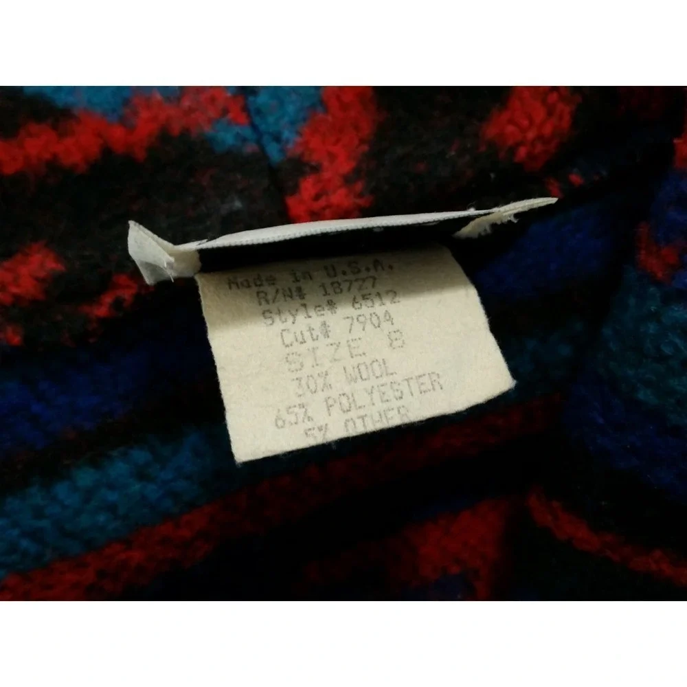 Vintage 80s‎ Jo Hardin Red Blue Southwestern Western Aztec Jacket Coat Size 8